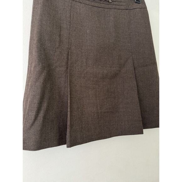 Ann Taylor Dark Brown Wool Pleated Pencil Skirt Womens Sz 8 Dark Academia Career - Picture 4 of 6